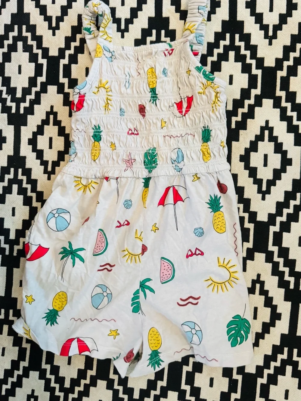 Old Navy Cream Girls' Summer Romper with Colorful Fruit Print